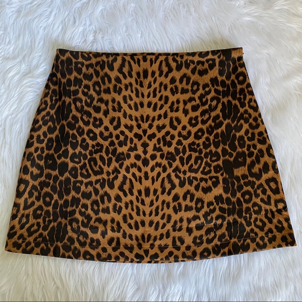 Leopard Print Suede Skirt